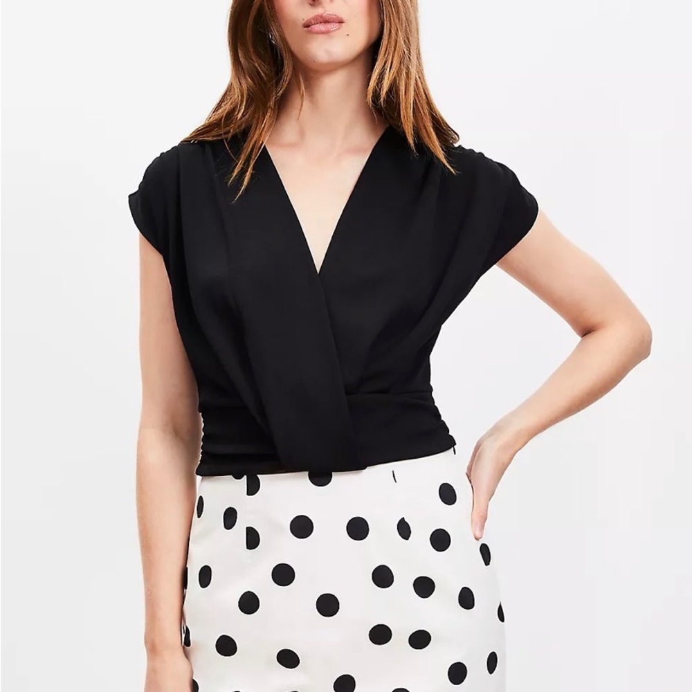 LOFT Shirred V-Neck Top